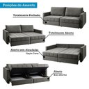 Ver imagem 7 de Sofá Cama Retrátil e Reclinável com Baú 3 Lugares 200cm Corozal Espresso Móveis Bouclê Cinza Amarronzado