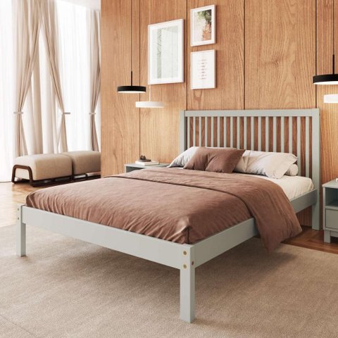 Cama de Casal de Madeira Maciça para Colchão 138x188cm Multimóveis Cr35276