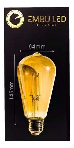 Kit 3 Lâmpadas Filamento Led St64 Retrô Decorativa Vintage E27 Bivolt - 6