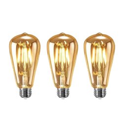 Kit 3 Lâmpadas Filamento Led St64 Retrô Decorativa Vintage E27 Bivolt - 1