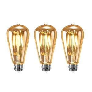 Kit 3 Lâmpadas Filamento Led St64 Retrô Decorativa Vintage E27 Bivolt
