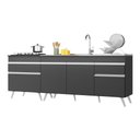 Ver imagem 6 de Kit 2 Balcões Gabinete Pia 150 Cm E Cooktop 70 Cm Veneza Multimóveis Mp2073.898 Preto