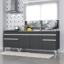 Ver imagem 1 de Kit 2 Balcões Gabinete Pia 150 Cm E Cooktop 70 Cm Veneza Multimóveis Mp2073.898 Preto
