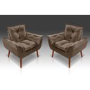 Ver imagem 2 de Kit 2 Poltronas Opala D'luxo Suede Marrom- Rv Decora