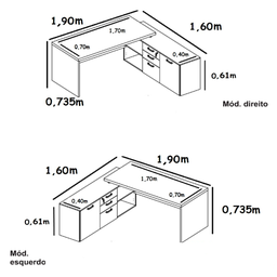 Mesa em L Web40 1,90 X 1,60 C/ Balcão 1pt,3gv Ameixa / Preto - 3