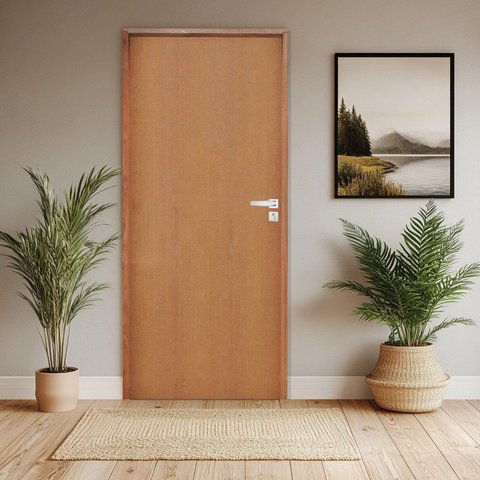 Porta Lisa Padrão Batente Ecológico 1 Fechadura 803/09 Inox 82 x 210cm Rodam Abertura Esquerda Branco