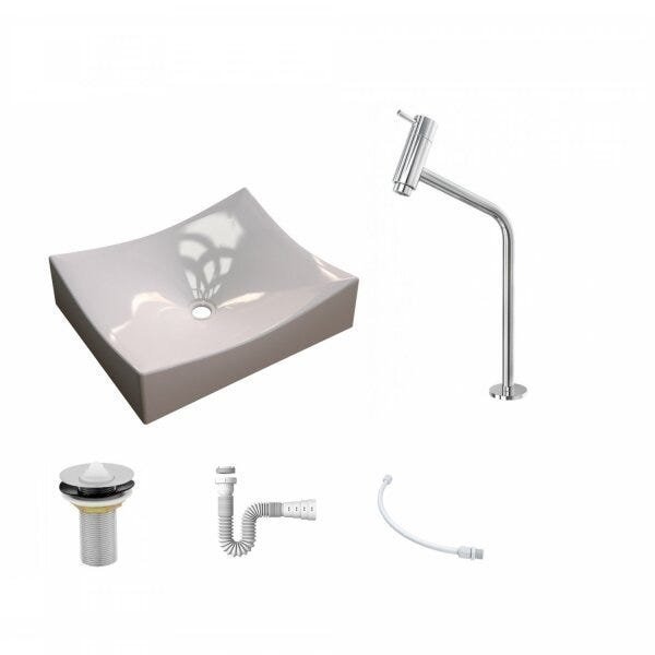 Kit Cuba ML44 com Torneira Link 1062 Metal e Válvula 1 Pol. com Sifão PVC e Flexível Compace - 2
