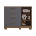 Ver imagem 3 de Cômoda Solteiro Malu 1 Porta 4 Gavetas Cinamomo/Off White - Panan