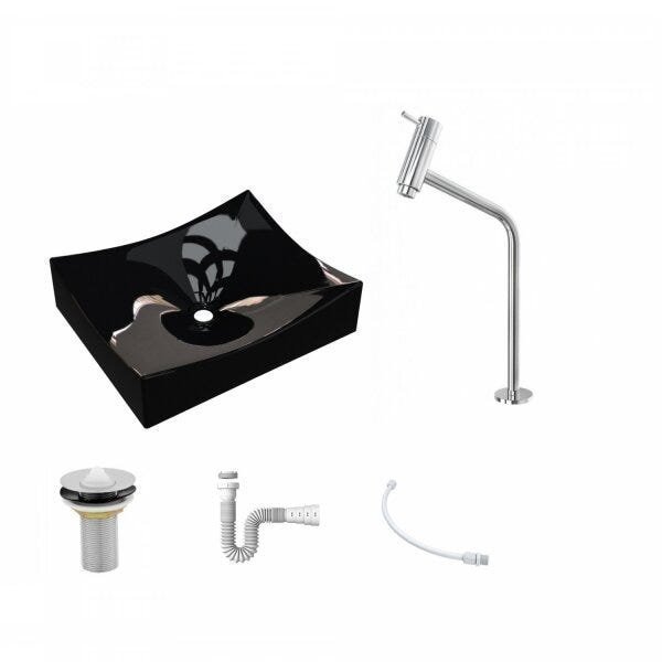 Kit Cuba ML44 com Torneira Link 1062 Metal e Válvula 1 Pol. com Sifão PVC e Flexível Compace - 2