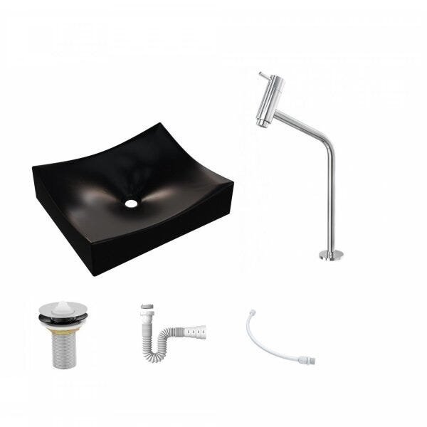 Kit Cuba ML44 C/Torneira Link 1062 Metal Válvula 1 Pol. 2.6 cm Sifão PVC e Flexível Compace - 2