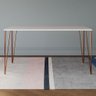 Mesa de Jantar Pés Hairpin Clips Elen 150x90cm Tampo Branco com Base Cobre Branco - 3