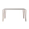 Mesa de Jantar Pés Hairpin Clips Elen 150x90cm Tampo Branco com Base Cobre Branco - 2