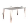 Mesa de Jantar Pés Hairpin Clips Elen 150x90cm Tampo Branco com Base Cobre Branco - 4