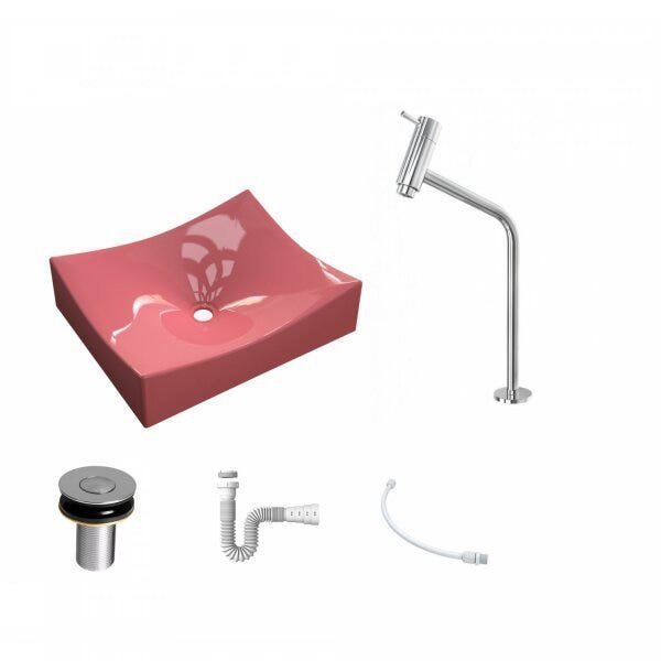 Kit Cuba ML44 com Torneira Link 1062 Metal e Válvula Click 1"B Pol.com Sifão PVC e Flexível Compace - 2