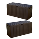 Ver imagem 1 de 2 Caixas Grandes Organizadoras 270 Litros Baú com Tampa Armazenamento Multiuso Marvel Keter Marrom