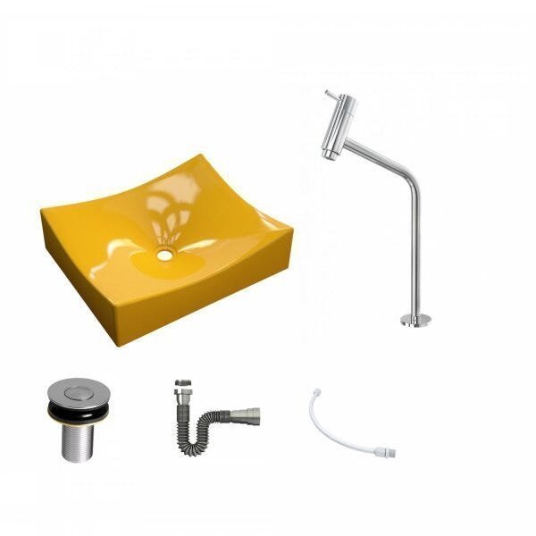 Kit Cuba ML44 com Torneira Link 1062 Metal e Válvula Click 1"B Pol.com Sifão Cromado e Flexível Comp - 2