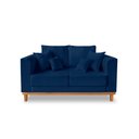 Ver imagem 1 de Sofá Namoradeira Viena 02 Lugares Com Almofadas Decorativa Suede Azul - Madeira Prima Deccor