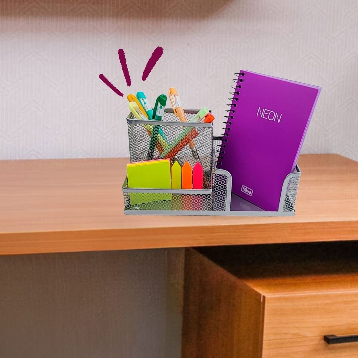 Kit Organizador Mesa para Escritório com 3 Partições Prata - 4