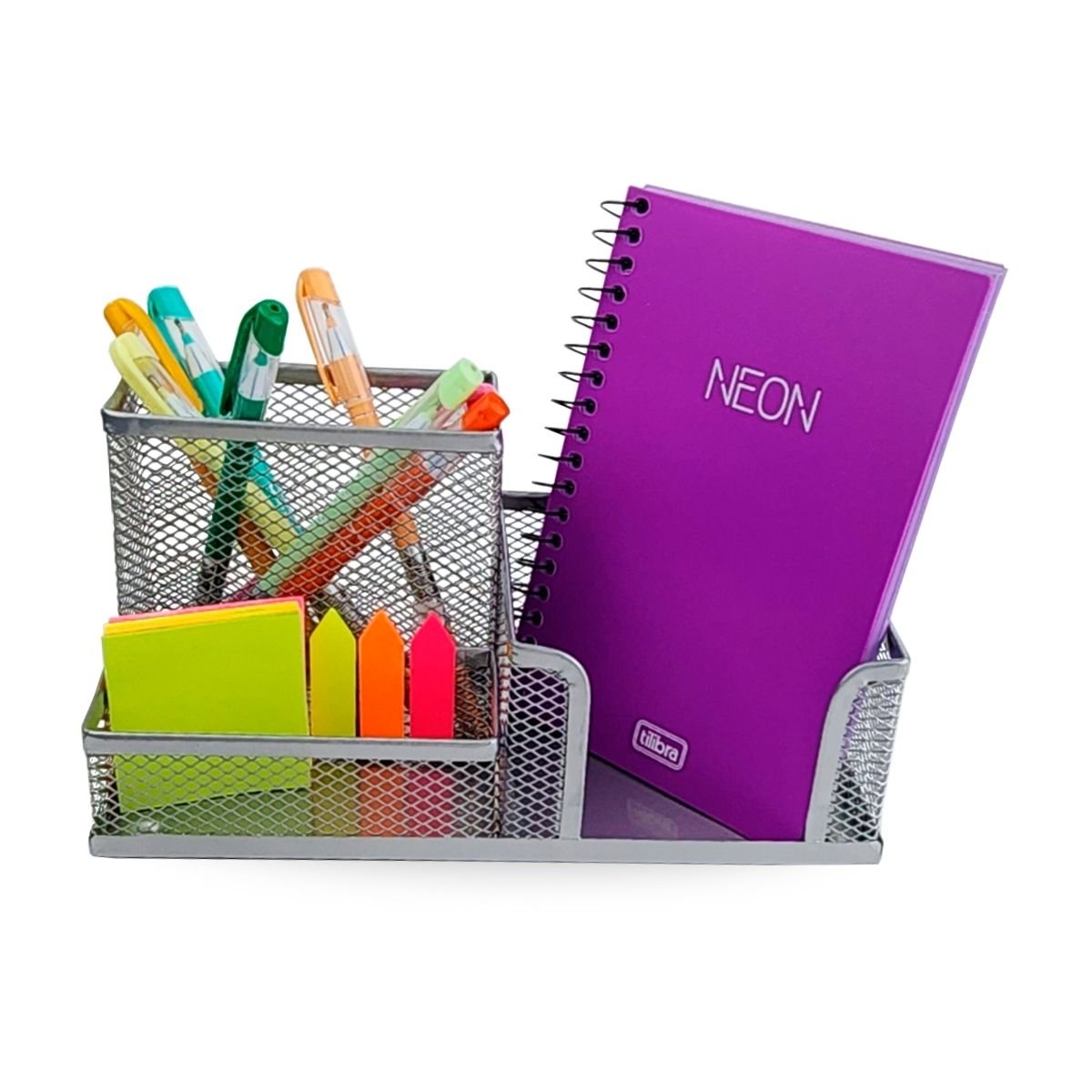 Kit Organizador Mesa para Escritório com 3 Partições Prata - 5