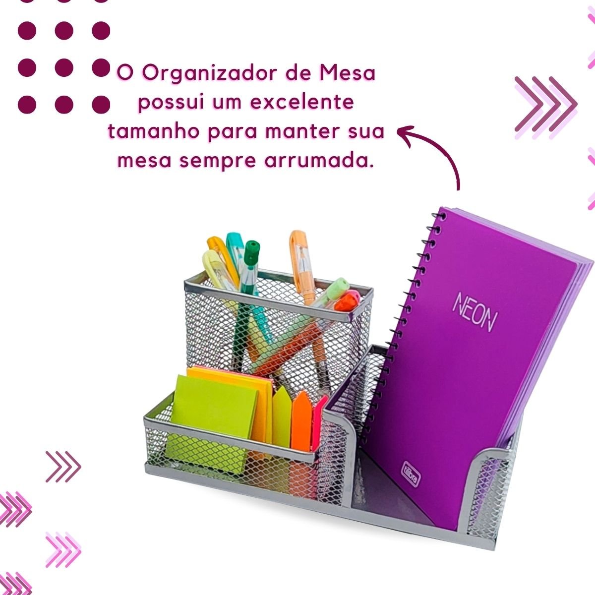 Kit Organizador Mesa para Escritório com 3 Partições Prata - 2