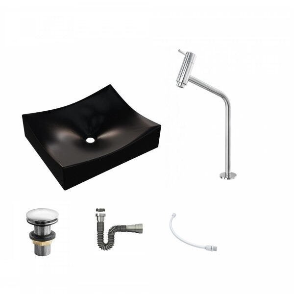 Kit Cuba Ml44 C/torneira Link 1062 Metal Válvula Click 1 Pol. 2.6 cm Sifão Cromado e Flexível Compac - 2