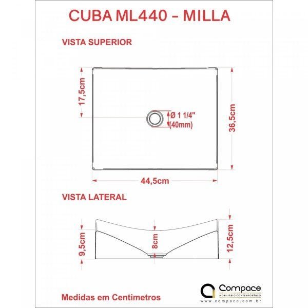 Kit Cuba Ml44 C/torneira Link 1062 Metal Válvula Click 1 Pol. 2.6 cm Sifão Cromado e Flexível Compac - 8