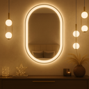 Ver imagem 2 de Espelho Oval 50x70 cm Jateado LED 3 Cores Touch Moderno