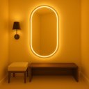 Ver imagem 5 de Espelho Oval 50x70 cm Jateado LED 3 Cores Touch Moderno