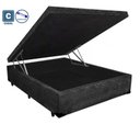 Ver imagem 2 de Cama Box Baú Casal Suede Preto + Colchão Casal Espuma D33 Com EPS 28x138x188