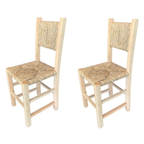 Kit 2 Cadeiras com Assento e Encosto de Palha