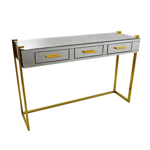 Aparador Espelhado 82x125x42cm com 3 Gavetas para Hall, Sala de Estar e Living