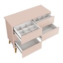 Ver imagem 5 de Jogo de Quarto Infantil Theo Guarda Roupa 3 Portas e Cômoda 6 Gavetas Rosa Fosco com Pés Amadeirado