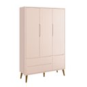 Ver imagem 2 de Jogo de Quarto Infantil Theo Guarda Roupa 3 Portas e Cômoda 6 Gavetas Rosa Fosco com Pés Amadeirado