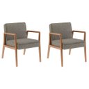 Ver imagem 1 de Conjunto 2 Poltronas Decorativas Lara tecido linho Cinza Madeira Nogueira Nobre Poltronas do Sul