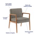 Ver imagem 2 de Conjunto 2 Poltronas Decorativas Lara tecido linho Cinza Madeira Nogueira Nobre Poltronas do Sul