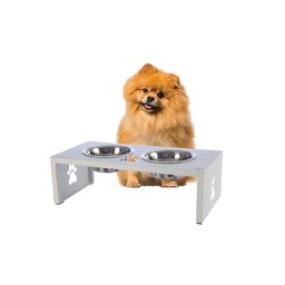 Comedouro Elevado Duplo Cão Porte P Branco - 2