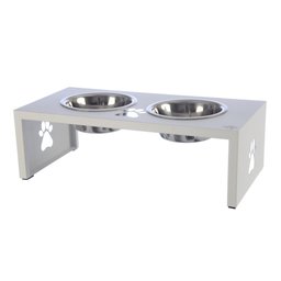 Comedouro Elevado Duplo Cão Porte P Branco - 1