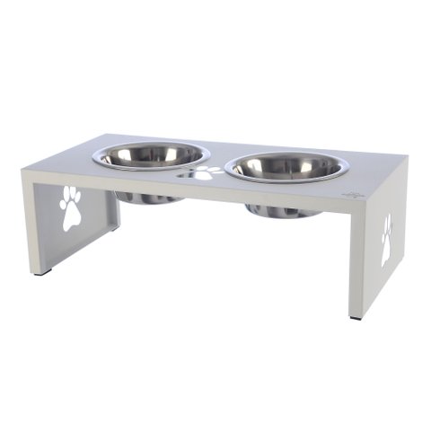 Comedouro Elevado Duplo Cão Porte P Branco