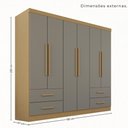Ver imagem 4 de Guarda-Roupa Casal Modulado de Canto com 11 Portas Espaço para Cama Multimóveis Madeirado/Cinza