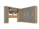 Ver imagem 2 de Guarda-Roupa Casal Modulado de Canto com 11 Portas Espaço para Cama Multimóveis Madeirado/Cinza