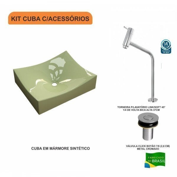 Kit Cuba ML44 com Torneira Link 1062 Metal e Válvula Click 1"G Pol. com Sifão PVC e Flexível Compace - 3