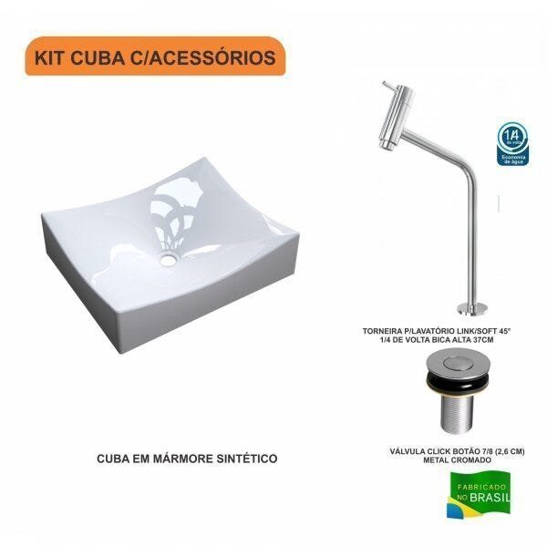 Kit Cuba ML44 com Torneira Link 1062 Metal e Válvula Click 1"G Pol. com Sifão PVC e Flexível Compace - 3