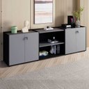 Ver imagem 1 de Armário para Escritório 240cm com 4 Portas Nicho e Tampo Embutido Corporate Cinza/Sagrado/Preto