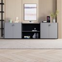 Ver imagem 5 de Armário para Escritório 240cm com 4 Portas Nicho e Tampo Embutido Corporate Cinza/Sagrado/Preto