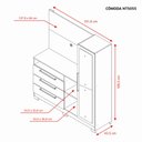 Ver imagem 2 de Cômoda Com Painel Para TV Com Espelho 1 Porta 3 Gavetas 3 Nichos Quarto Marrom Madeira e Off White