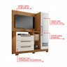 Cômoda Com Painel Para TV Com Espelho 1 Porta 3 Gavetas 3 Nichos Quarto Marrom Madeira e Off White - 3