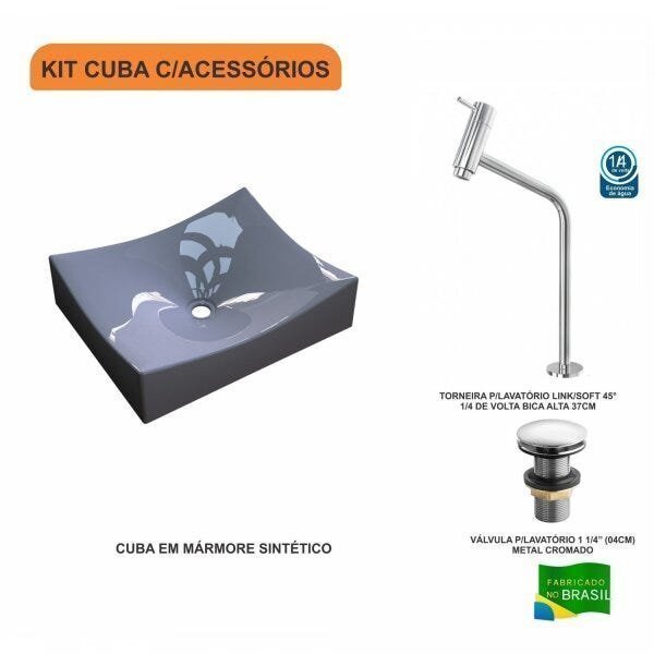 Kit Cuba ML44 C/Torneira Link 1062 Metal 1/4 Volta Compace - 3