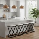 Ver imagem 1 de Kit 4 Banqueta Banco Baixa Bancada 50 Cm Cozinha Bar Corino:branco