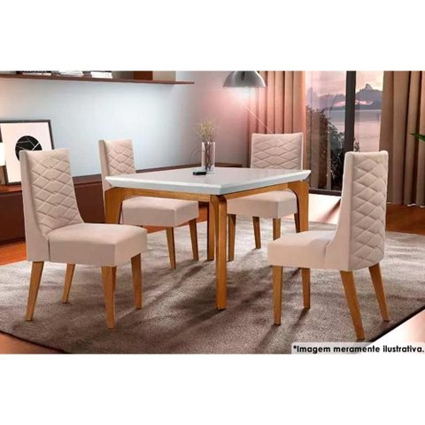 Mesa Sala Londrina 120 + 4 Cad Dafne Capuccino Rufato