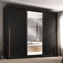 Ver imagem 1 de Guarda-roupa Casal Tower 3 Portas 6 Gavetas com Espelho Preto - Pnr Móveis